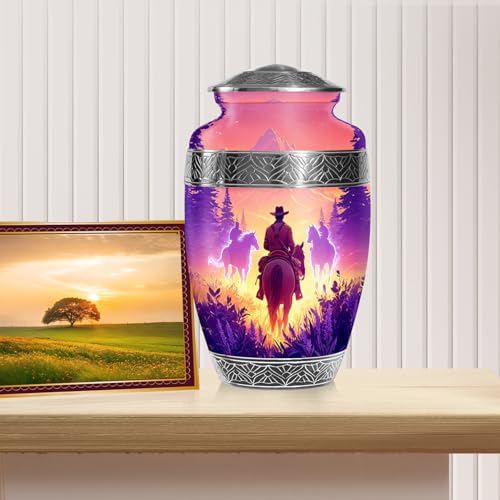 Cowboys Urns for Human Ashes Adult Female and Male, Decorative Cremation Urns for Human Ashes, (Classic Large, 10 Inch)
