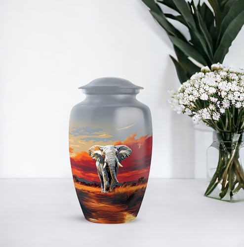 YATHABHISA Mini Urns Human Ashes with Elephant, Keepsake Small Urn for Cremation Ash Container, Memorial Gift for Everyone, Combo, Orange, 3 Inch (Set of 2)