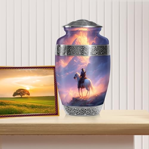 Cowboys Urns for Human Ashes Adult Female and Male, Decorative Cremation Urns for Human Ashes, (Classic Large, 10 Inch)