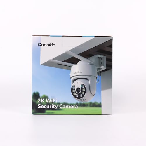 Codnida 2K Security Camera Outdoor, 360° PTZ WiFi Camera, CCTV Camera with 24/7 Recording, PIR Human Detection, Sound and Light Alarm, Support 16-128G SD Card, Works with Alexa