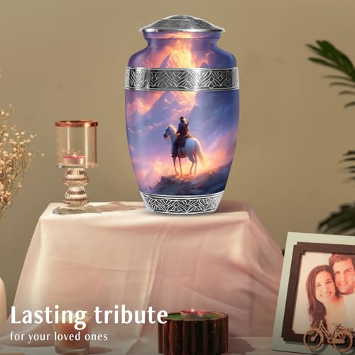 Cowboys Urns for Human Ashes Adult Female and Male, Decorative Cremation Urns for Human Ashes, (Classic Large, 10 Inch)