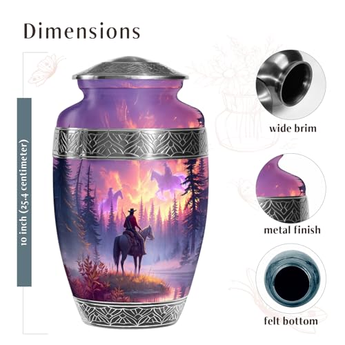Cowboys Urns for Human Ashes Adult Female and Male, Decorative Cremation Urns for Human Ashes, (Classic Large, 10 Inch)