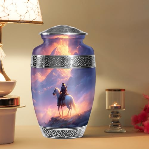 Cowboys Urns for Human Ashes Adult Female and Male, Decorative Cremation Urns for Human Ashes, (Classic Large, 10 Inch)