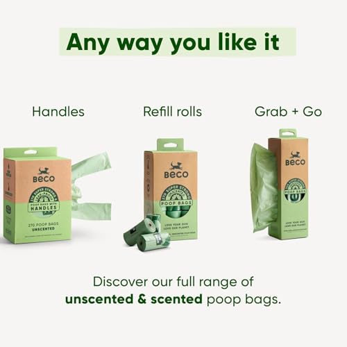 Beco Dog Poop Bags Rolls - Strong & Large - Scented and Unscented Dispenser Compatible for Dog Waste