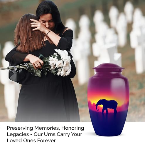 YATHABHISA Mini Urns Human Ashes with Elephant, Keepsake Small Urn for Cremation Ash Container, Memorial Gift for Everyone, Combo, Orange, 3 Inch (Set of 2)