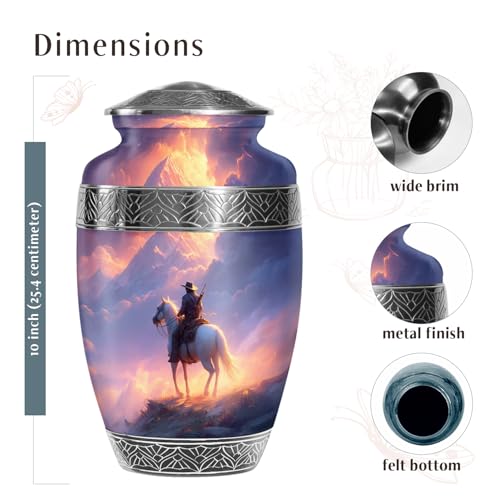 Cowboys Urns for Human Ashes Adult Female and Male, Decorative Cremation Urns for Human Ashes, (Classic Large, 10 Inch)