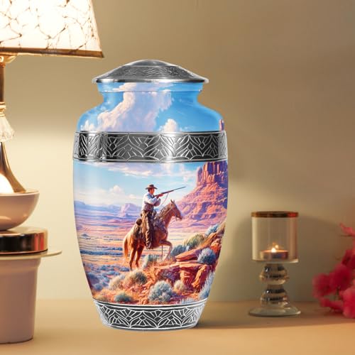 Cowboys Urns for Human Ashes Adult Female and Male, Decorative Cremation Urns for Human Ashes, (Classic Large, 10 Inch)