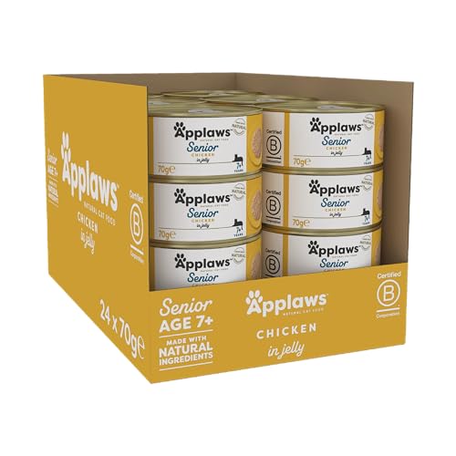 Applaws Natural Senior Wet Cat Food, Chicken in a Soft Mousse 70g Tin (Pack of 24 x 70g Tins)