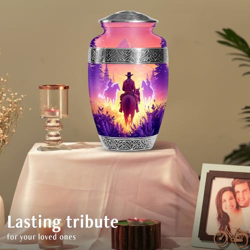 Cowboys Urns for Human Ashes Adult Female and Male, Decorative Cremation Urns for Human Ashes, (Classic Large, 10 Inch)