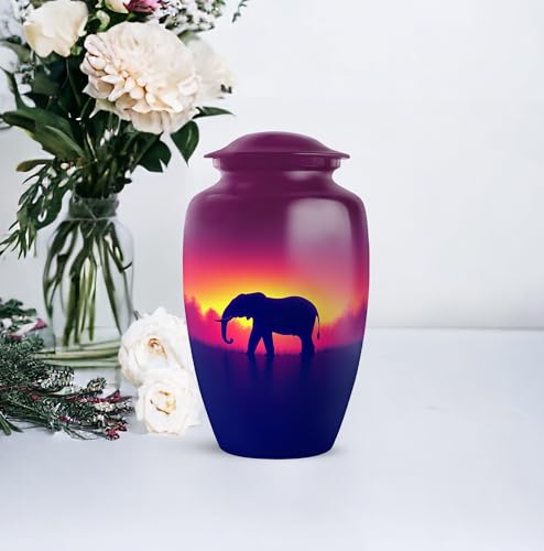 YATHABHISA Mini Urns Human Ashes with Elephant, Keepsake Small Urn for Cremation Ash Container, Memorial Gift for Everyone, Combo, Orange, 3 Inch (Set of 2)