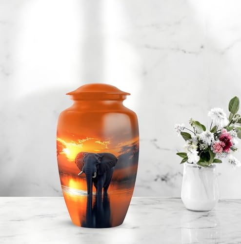 YATHABHISA Mini Urns Human Ashes with Elephant, Keepsake Small Urn for Cremation Ash Container, Memorial Gift for Everyone, Combo, Orange, 3 Inch (Set of 2)