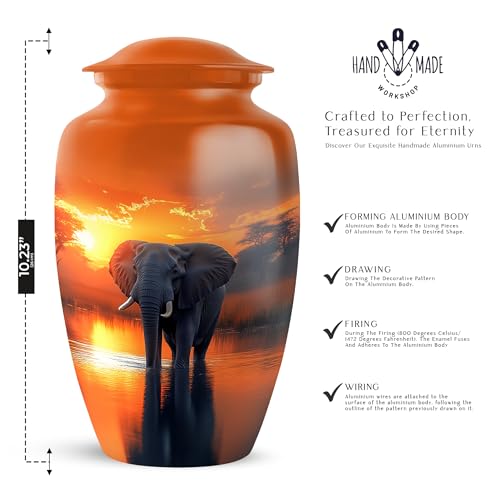 YATHABHISA Mini Urns Human Ashes with Elephant, Keepsake Small Urn for Cremation Ash Container, Memorial Gift for Everyone, Combo, Orange, 3 Inch (Set of 2)