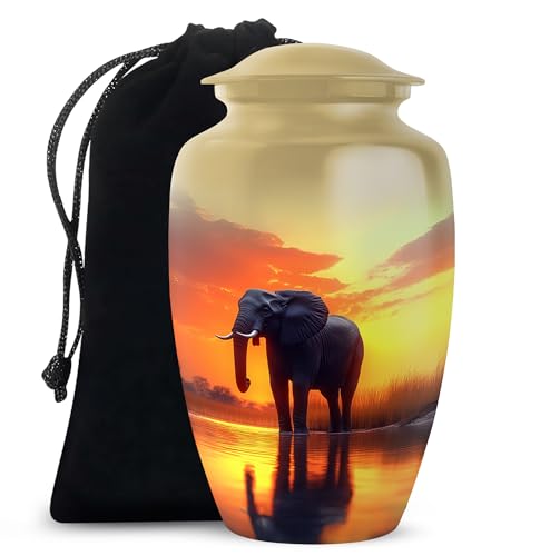 YATHABHISA Mini Urns Human Ashes with Elephant, Keepsake Small Urn for Cremation Ash Container, Memorial Gift for Everyone, Combo, Orange, 3 Inch (Set of 2)