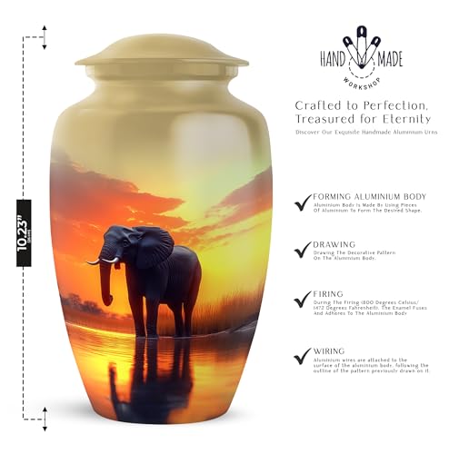 YATHABHISA Mini Urns Human Ashes with Elephant, Keepsake Small Urn for Cremation Ash Container, Memorial Gift for Everyone, Combo, Orange, 3 Inch (Set of 2)