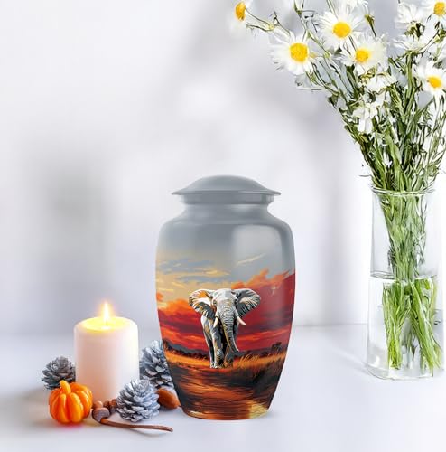 YATHABHISA Mini Urns Human Ashes with Elephant, Keepsake Small Urn for Cremation Ash Container, Memorial Gift for Everyone, Combo, Orange, 3 Inch (Set of 2)