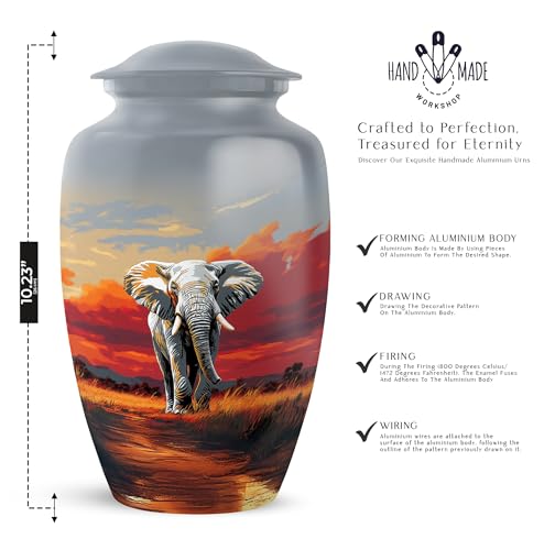 YATHABHISA Mini Urns Human Ashes with Elephant, Keepsake Small Urn for Cremation Ash Container, Memorial Gift for Everyone, Combo, Orange, 3 Inch (Set of 2)