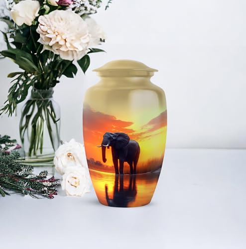 YATHABHISA Mini Urns Human Ashes with Elephant, Keepsake Small Urn for Cremation Ash Container, Memorial Gift for Everyone, Combo, Orange, 3 Inch (Set of 2)