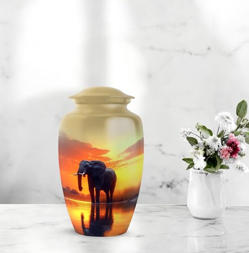 YATHABHISA Mini Urns Human Ashes with Elephant, Keepsake Small Urn for Cremation Ash Container, Memorial Gift for Everyone, Combo, Orange, 3 Inch (Set of 2)
