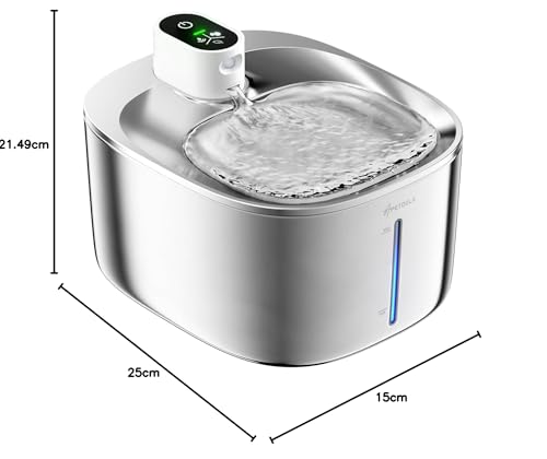 APETDOLA Stainless Steel Cat Water Fountain, 135 fl oz/4L Wireless Cat Fountain for Drinking, Automatic Water Fountain Cats Bowl for Pets and Dogs (white, 1 filter)