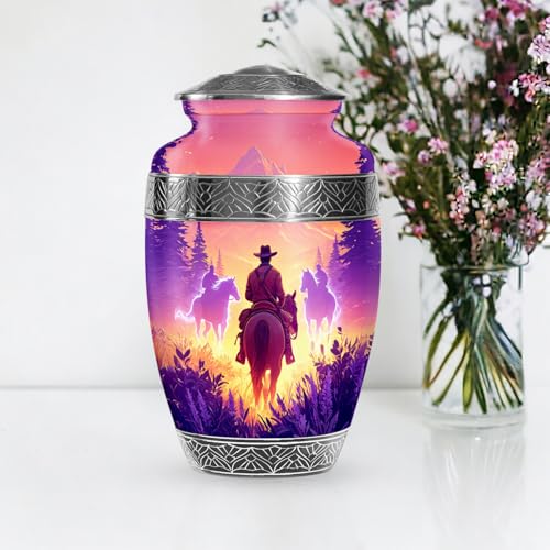 Cowboys Urns for Human Ashes Adult Female and Male, Decorative Cremation Urns for Human Ashes, (Classic Large, 10 Inch)