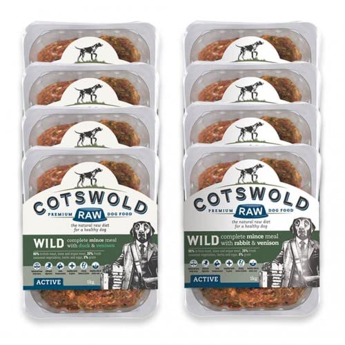 Cotswold RAW Raw Dog Food, Active 80/20 Mince, Adult Dog Food, BARF Premium British Meat Raw for All Dogs, Frozen Meal, Chicken and Turkey Mince - 7kg