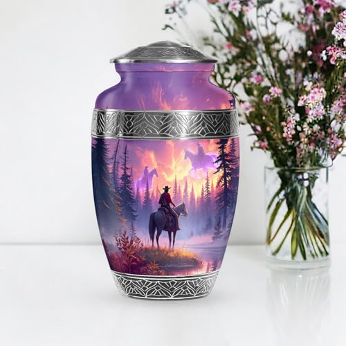 Cowboys Urns for Human Ashes Adult Female and Male, Decorative Cremation Urns for Human Ashes, (Classic Large, 10 Inch)