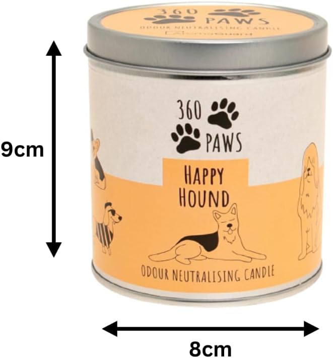 360 Paws Odour Neutralising Frangranced Pet Candle Fresh Jasmine & Tonka - Happy Hound Scented Candle