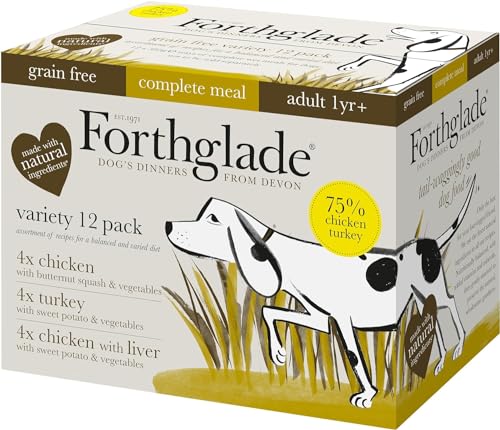 Forthglade Wet Dog Food Variety Pack - Grain Free & Hypoallergenic Dog Food, Adult 1 Year+, Turkey, Lamb & Duck with Vegetables, Complete Stomach Sensitive Meals, Natural Ingredients