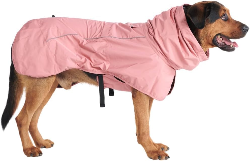 Spark Paws Dog Raincoat, Waterproof Windproof Rain Jacket, For Small Medium Large Extra Large Dogs, Reflective Breathable Full-body Coverage Dry Suit - Neon White Navy Blue, 2XL