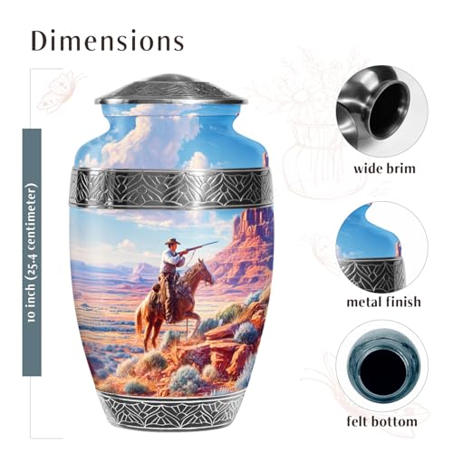 Cowboys Urns for Human Ashes Adult Female and Male, Decorative Cremation Urns for Human Ashes, (Classic Large, 10 Inch)