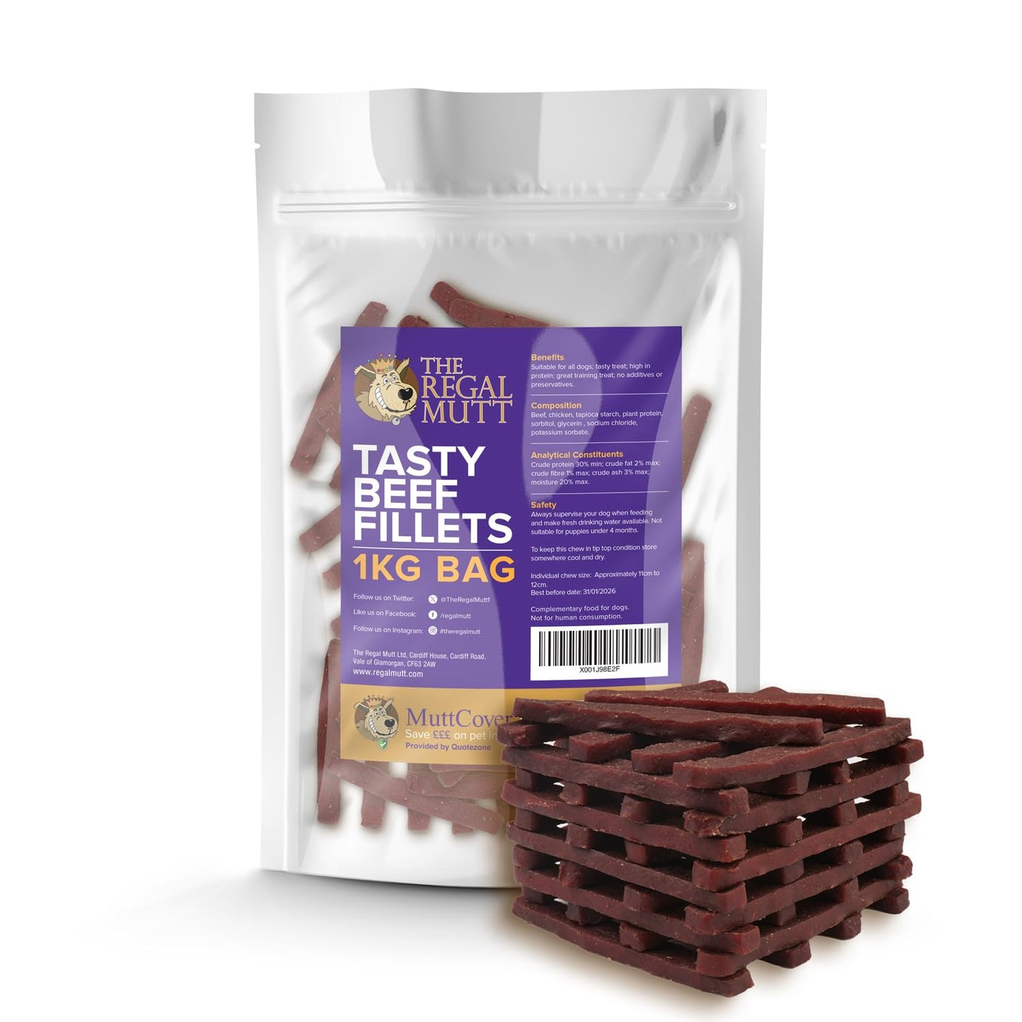 The Regal Mutt - Chewy Duck Fillets - 1kg Bag