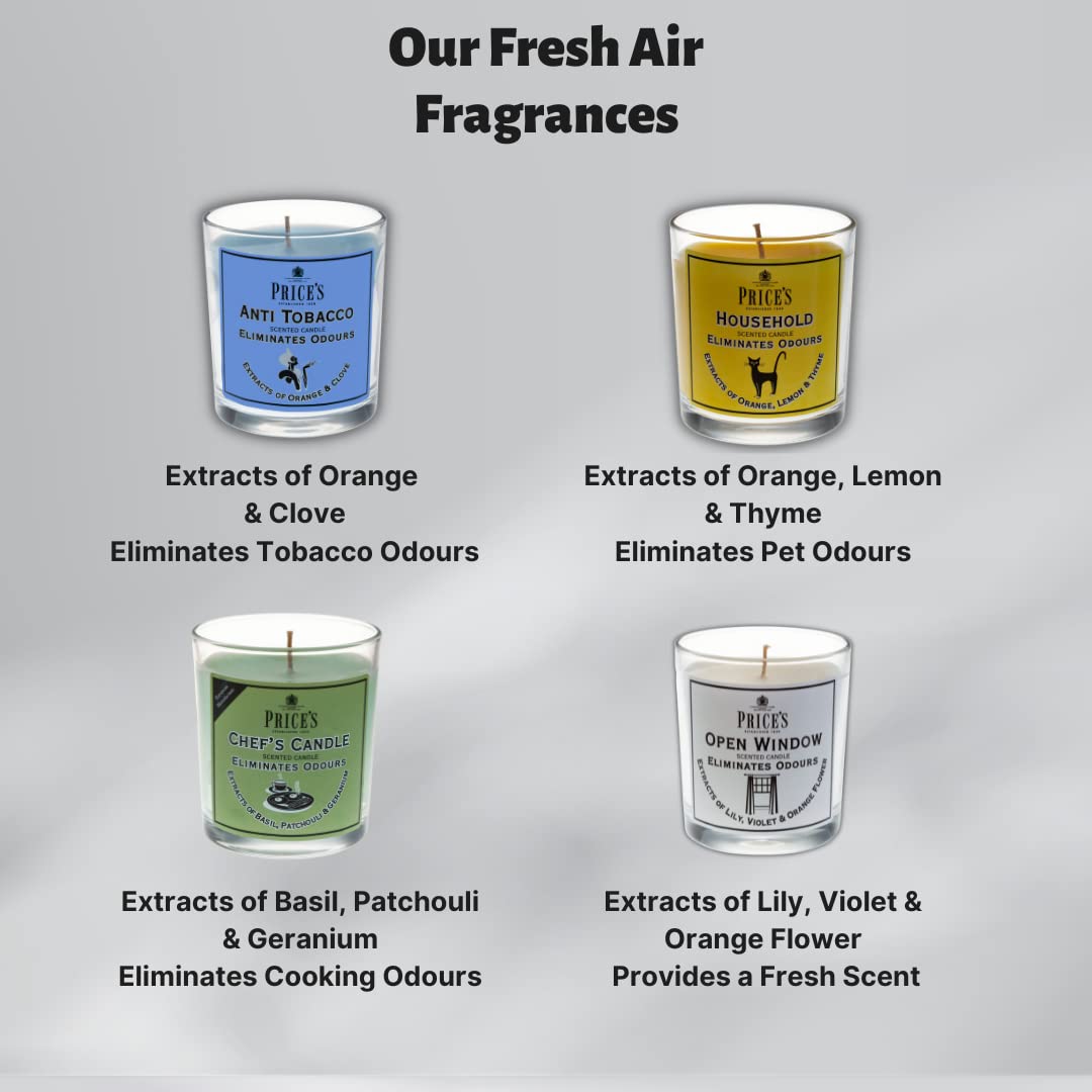 Price's - Household Pet Jar Candle - Odour Eliminating Candle - Made With Orange, Lemon & Thyme Extracts - Clean, Fresh, Quality Fragrance - Long Lasting Scent