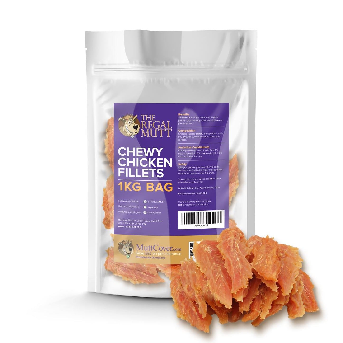 The Regal Mutt - Chewy Duck Fillets - 1kg Bag