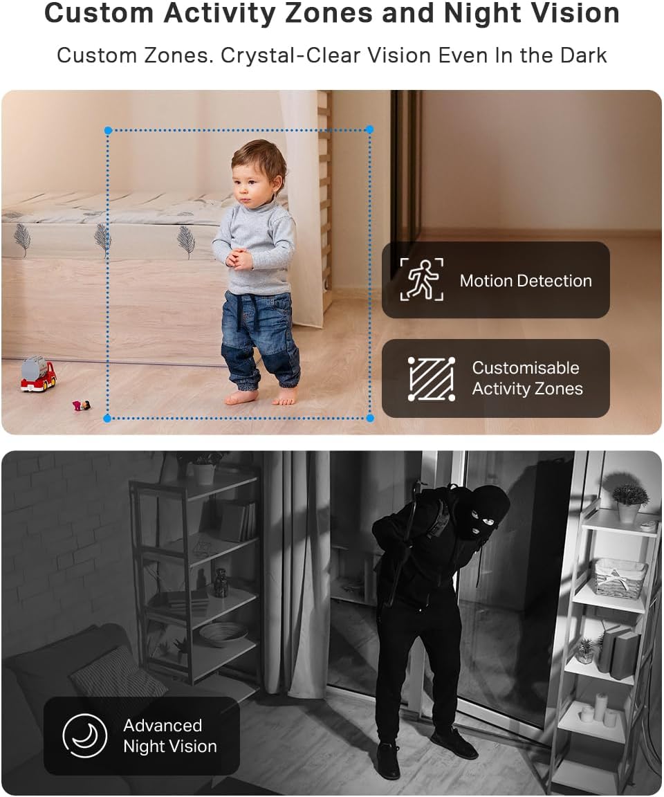 Tapo C210 2K 3MP Pan/Tilt Indoor Camera House Security Camera, WiFi Camera, No Monthly Fee, AI Detection, Dog Puppy Camera, Baby Camera Monitor, 360° View, Night Vision, Works with Alexa & Google