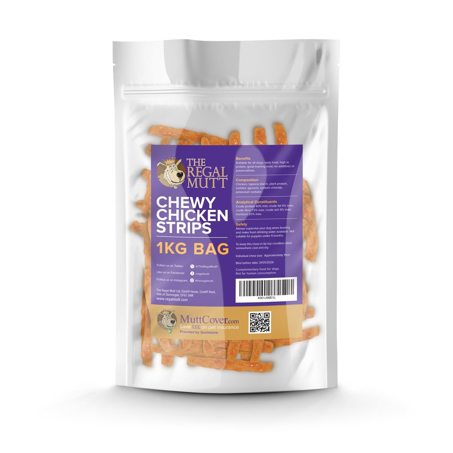 The Regal Mutt - Chewy Duck Fillets - 1kg Bag
