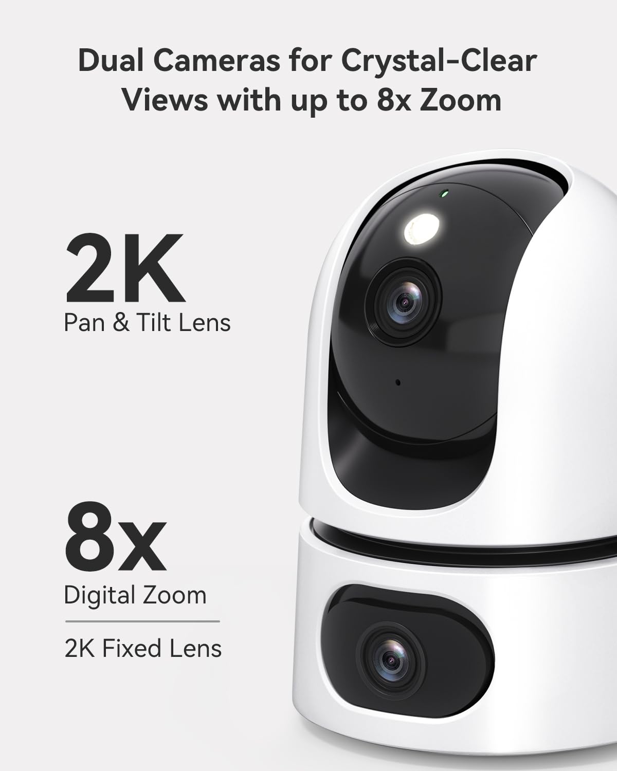 Imou Dual-Lens 2K+2K Indoor Security Camera, House Security Camera 360°Full Coverage, Pet Baby Camera with APP, Color Night Vision, Human/Pet/Sound/Motion Detection, Siren Spotlight, 2.4GHz Only