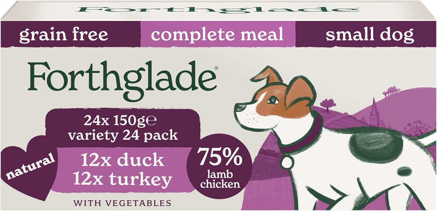 Forthglade Wet Dog Food Variety Pack - Small Dogs Grain Free, Hypoallergenic, Stomach Sensitive, Natural Ingredients, Chicken & Lamb with Veg