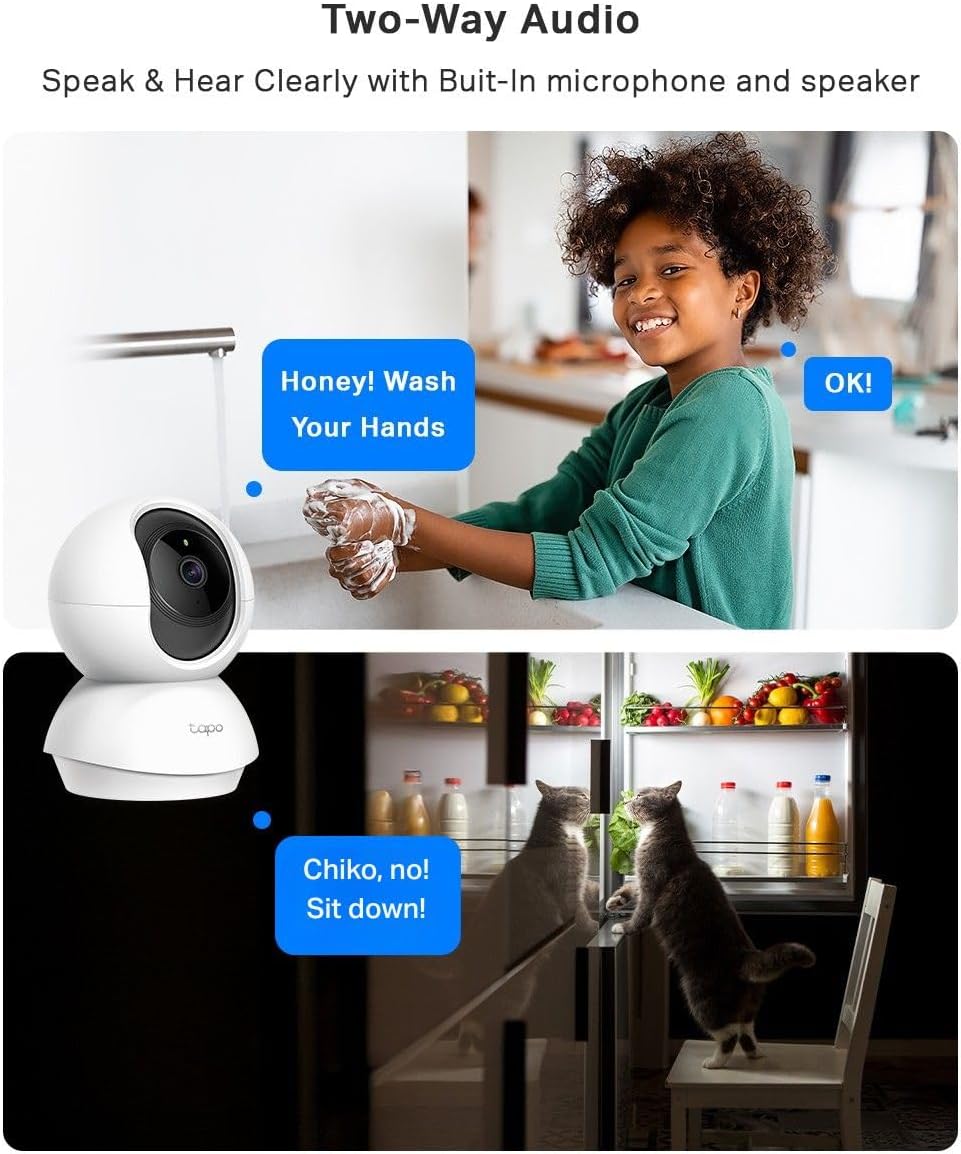 Tapo C210 2K 3MP Pan/Tilt Indoor Camera House Security Camera, WiFi Camera, No Monthly Fee, AI Detection, Dog Puppy Camera, Baby Camera Monitor, 360° View, Night Vision, Works with Alexa & Google