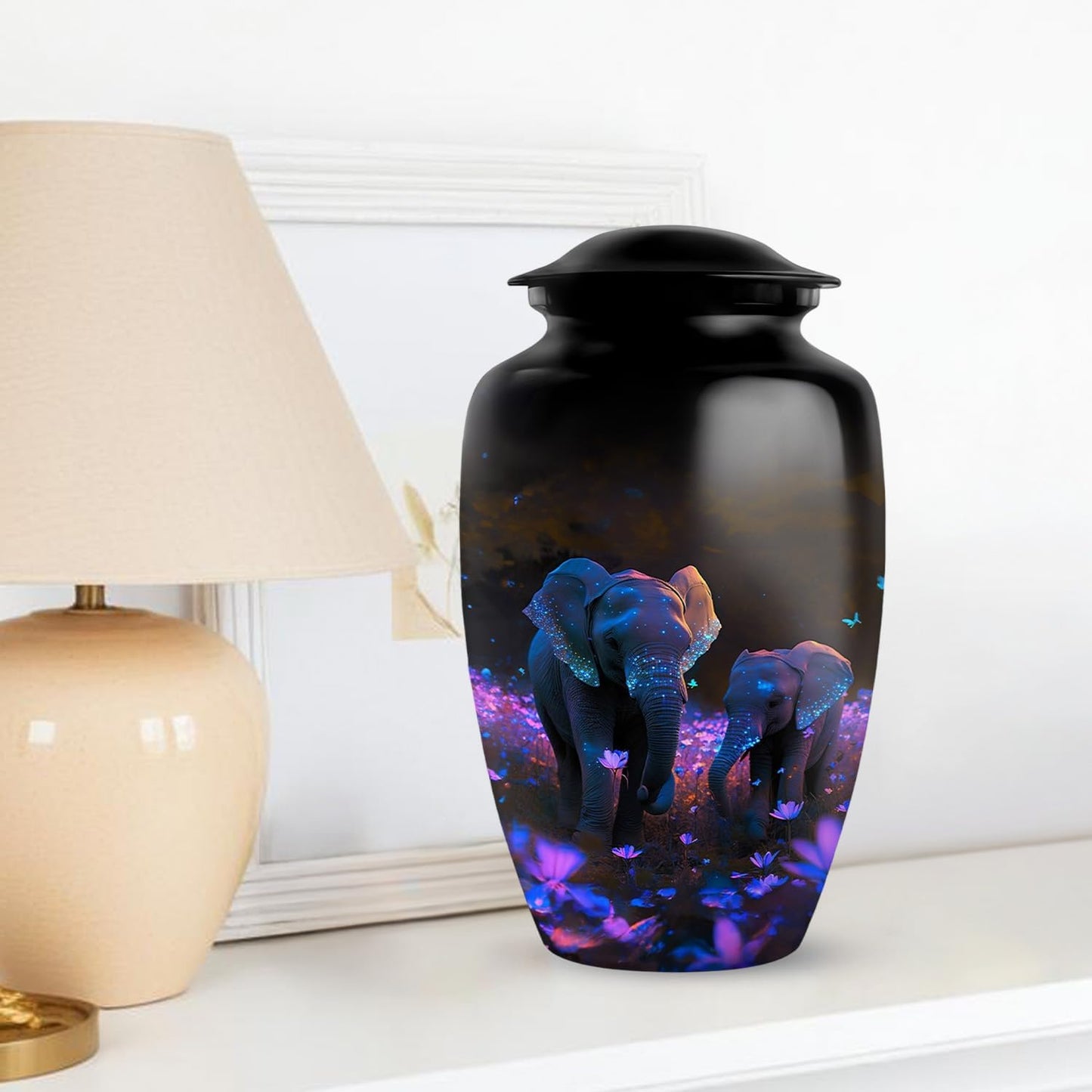 YASUBJAG Dove Urn - Aluminium Cremation Urn for Adults, Multicolor, Birds Pattern, 10 Inch