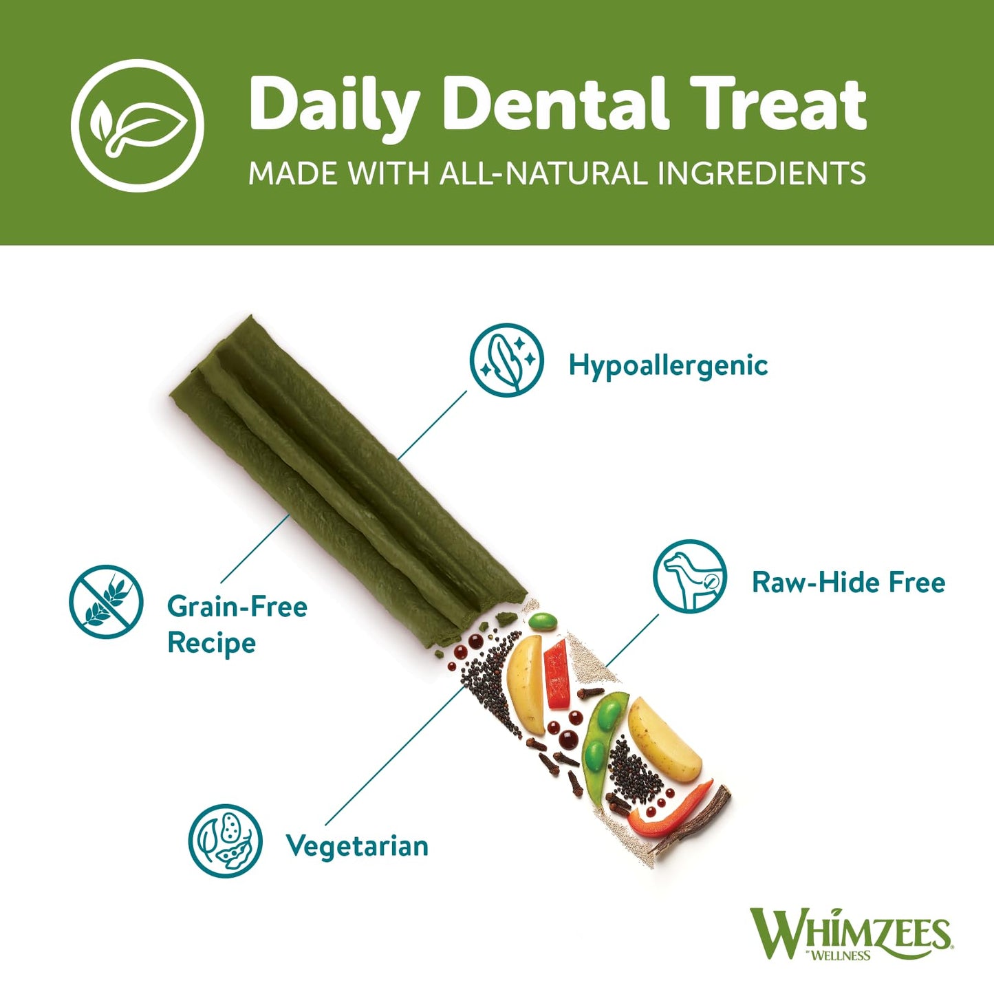 WHIMZEES By Wellness Variety Box Dental, Mixed Shapes, Size S, 56 Pieces, Natural and Grain Free Dog Chews, Dog Dental Sticks for Small Breeds, No Added Sugar