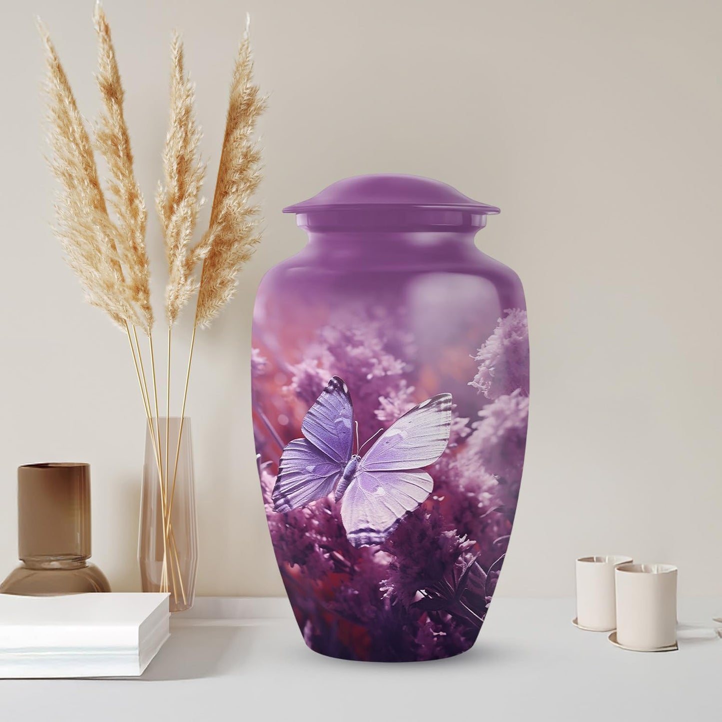 YASUBJAG Dove Urn - Aluminium Cremation Urn for Adults, Multicolor, Birds Pattern, 10 Inch