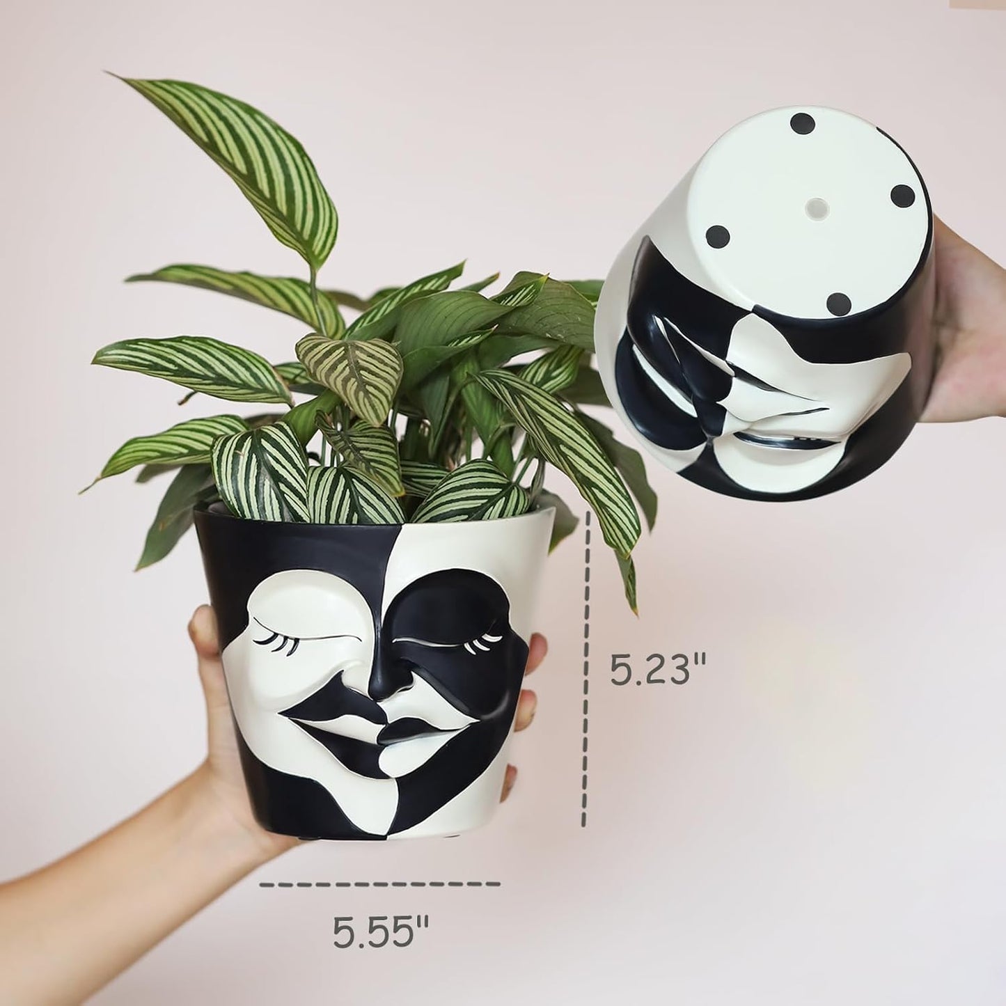 AmiCera Abstract Face Plant Pots, Funny Flower Planter Pot for Indoor Plants, Unique Cute Head Planters with Drainage, Eclectic Aesthetic Colourful Succulent Pots, Funky Garden Gift Home Decoration