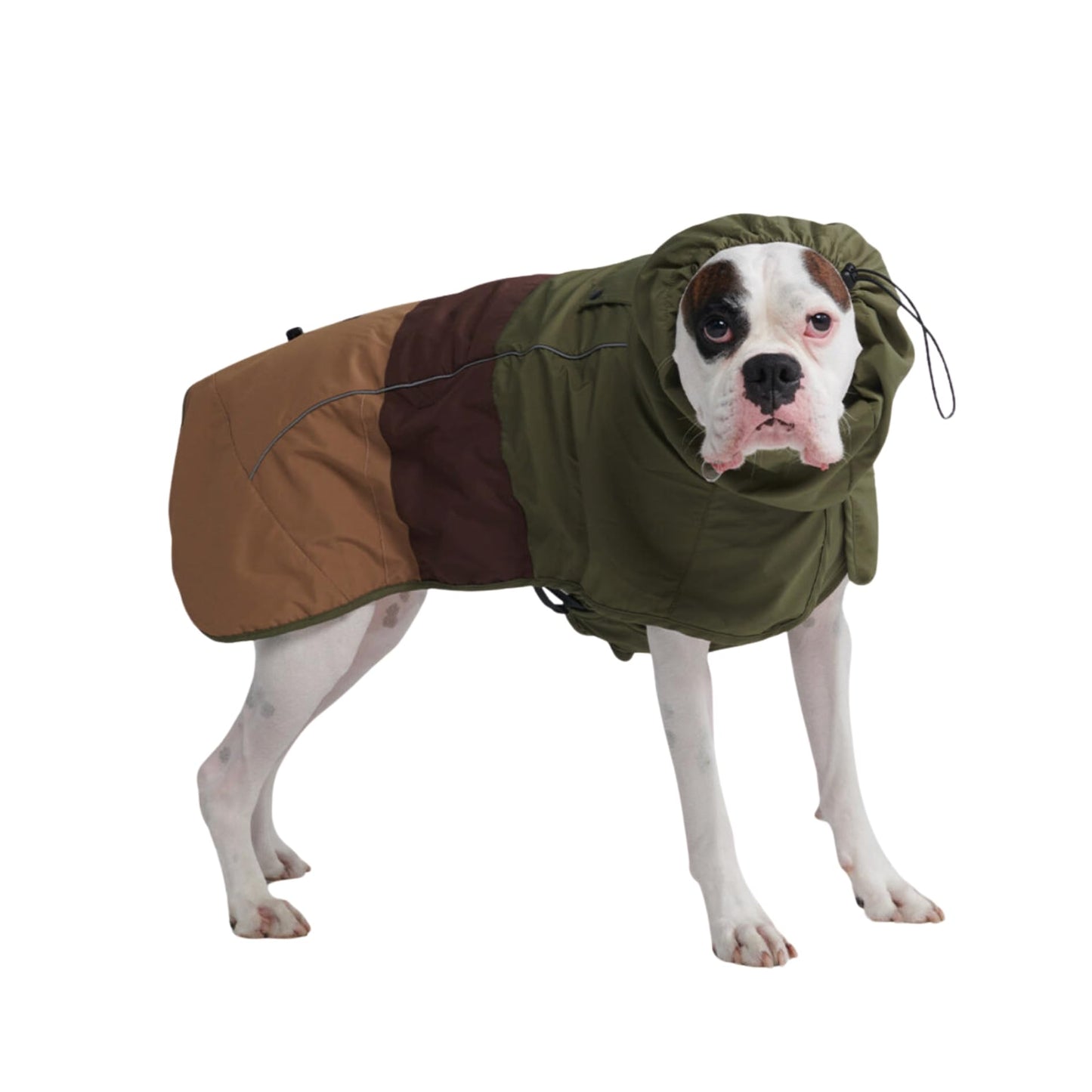 Spark Paws Dog Raincoat, Waterproof Windproof Rain Jacket, For Small Medium Large Extra Large Dogs, Reflective Breathable Full-body Coverage Dry Suit - Neon White Navy Blue, 2XL