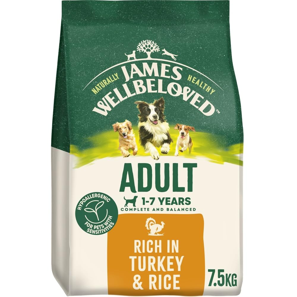 JAMES WELLBELOVED - Hypoallergenic Adult Dry Dog Food - 15 kg - Turkey & Rice - Bulk Dog Food Pack