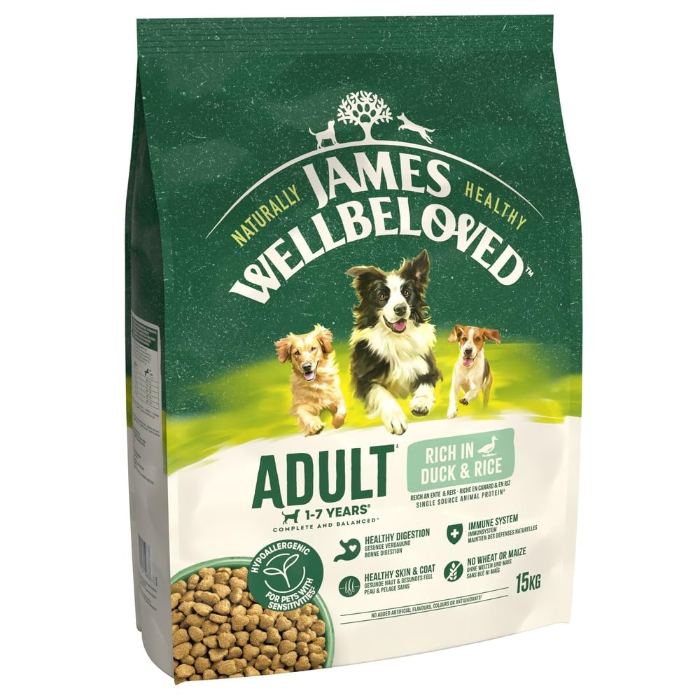 JAMES WELLBELOVED - Hypoallergenic Adult Dry Dog Food - 15 kg - Turkey & Rice - Bulk Dog Food Pack