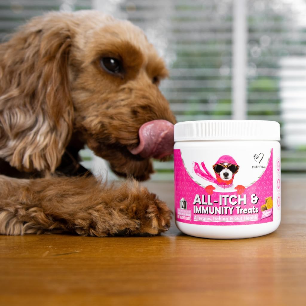 NutriPaw All-Itch, Flea & Tick Treats For Dogs - Soothe Itchy Paws, Eyes, Ears, Skin - Naturally Control Fleas & Ticks - Good for Small, Medium & Large Dogs - Supports Seasonal Itching
