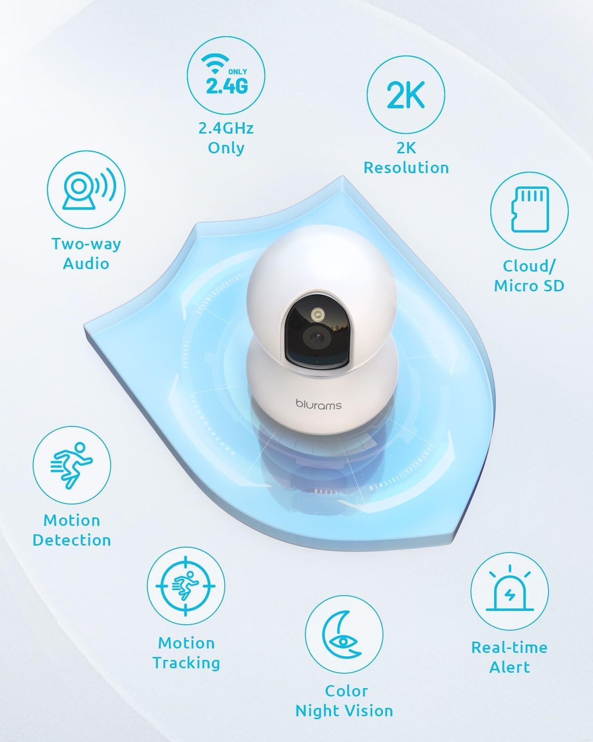 blurams Pet Camera 2K, Indoor Camera, Dog Camera, 360° Home Security Camera, Night Vision, Motion Tracking, 2-Way Talk, Cloud&SD, APP Control, Works with Alexa