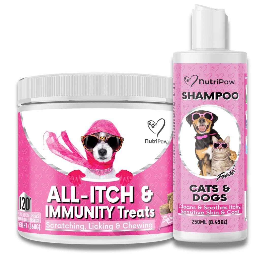 NutriPaw All-Itch, Flea & Tick Treats For Dogs - Soothe Itchy Paws, Eyes, Ears, Skin - Naturally Control Fleas & Ticks - Good for Small, Medium & Large Dogs - Supports Seasonal Itching