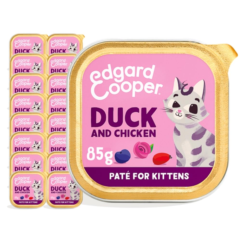 Edgard Cooper Grain Free Wet Cat Food Pate for Adult Cats (Salmon&Chicken 16 x 85g), Natural Cat Food in Cup for Sterilized or Active Cats, Fresh Meat, No Added Sugar