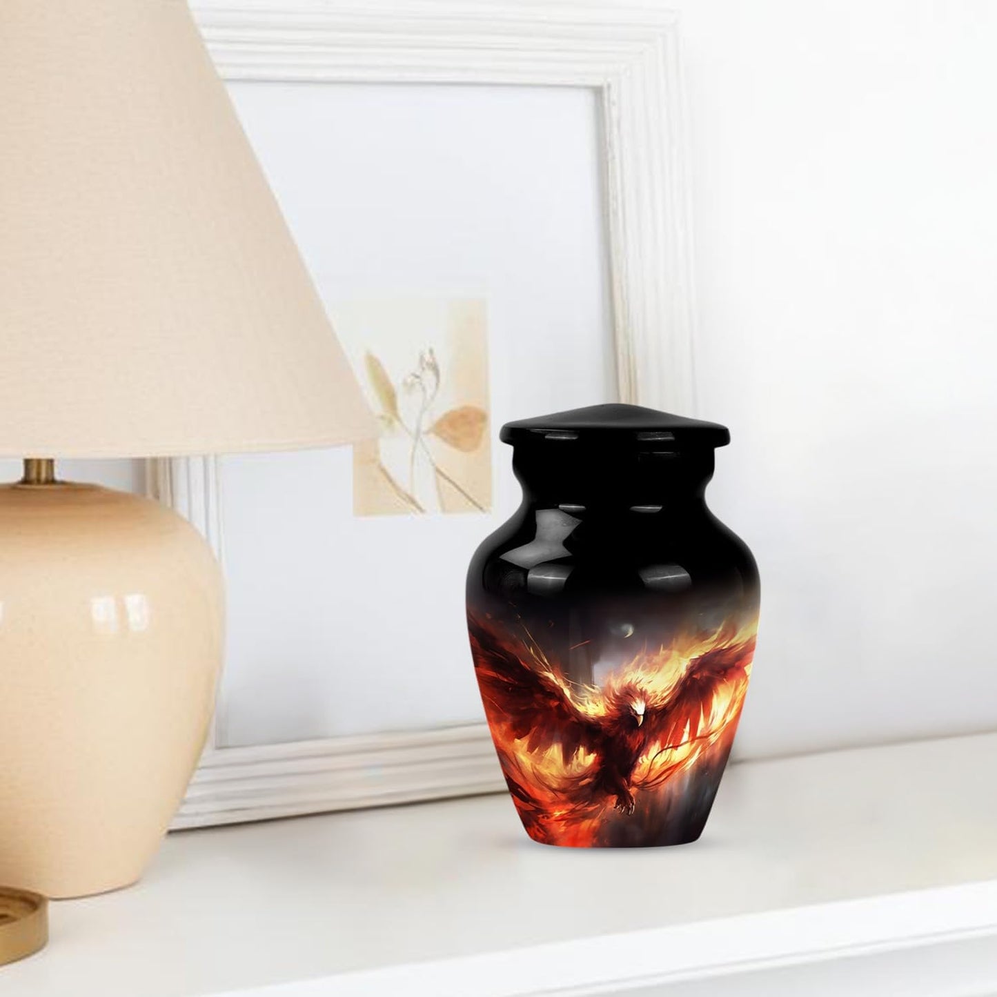 YASUBJAG Dove Urn - Aluminium Cremation Urn for Adults, Multicolor, Birds Pattern, 10 Inch